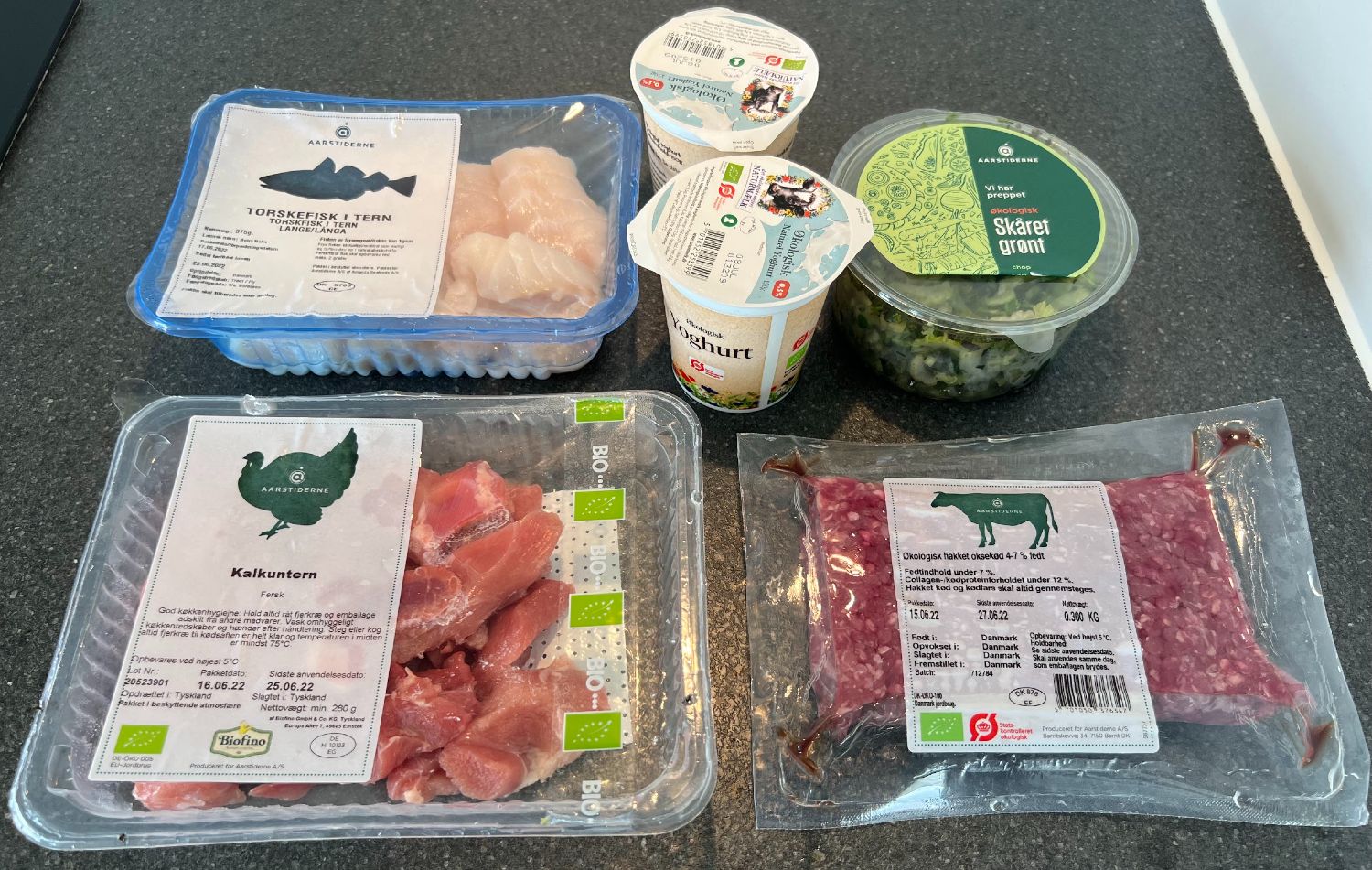 Kød og mejeriprodukter fra Aarstiderne 500 kalorier måltidskasse